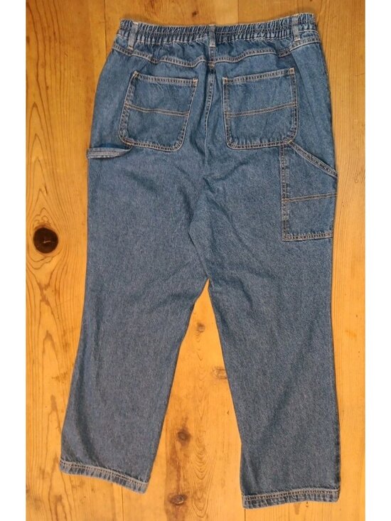 Woman Within Denim - Woman Within Carpenter Jeans Plus 18W Straight Leg High Rise Back Elastic Zip